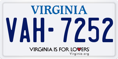 VA license plate VAH7252