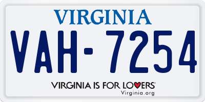 VA license plate VAH7254