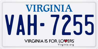 VA license plate VAH7255