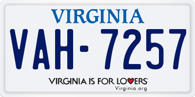 VA license plate VAH7257