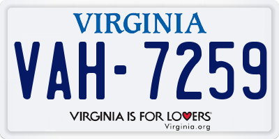 VA license plate VAH7259