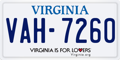 VA license plate VAH7260