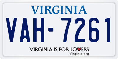 VA license plate VAH7261