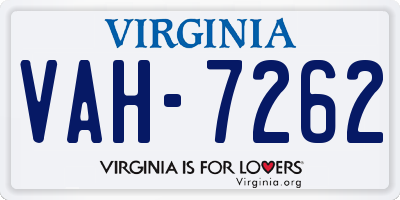 VA license plate VAH7262