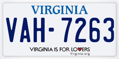 VA license plate VAH7263