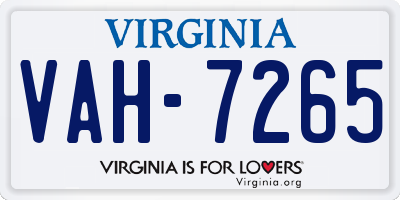 VA license plate VAH7265