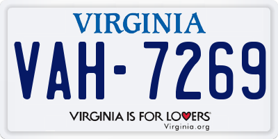 VA license plate VAH7269