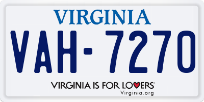 VA license plate VAH7270