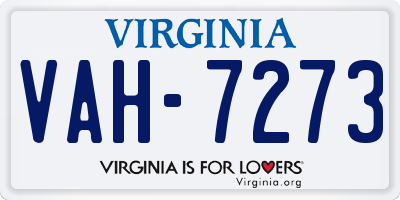 VA license plate VAH7273
