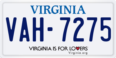 VA license plate VAH7275