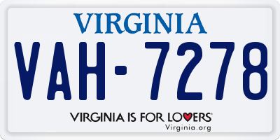VA license plate VAH7278