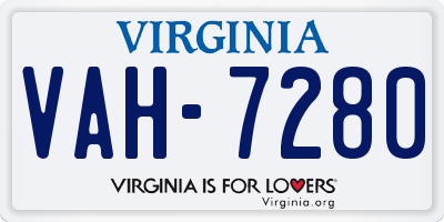 VA license plate VAH7280