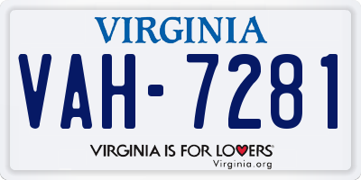 VA license plate VAH7281