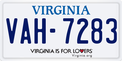 VA license plate VAH7283