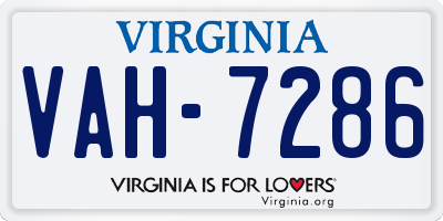 VA license plate VAH7286