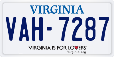 VA license plate VAH7287
