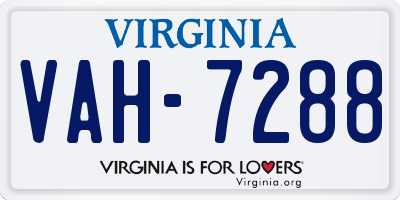 VA license plate VAH7288