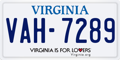 VA license plate VAH7289