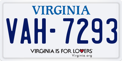 VA license plate VAH7293