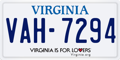 VA license plate VAH7294