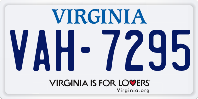 VA license plate VAH7295