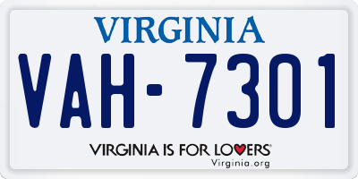 VA license plate VAH7301