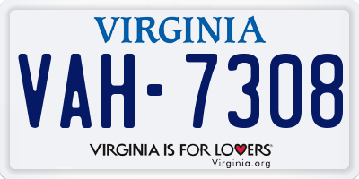 VA license plate VAH7308