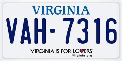 VA license plate VAH7316