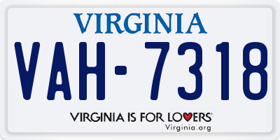 VA license plate VAH7318