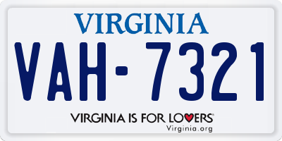 VA license plate VAH7321
