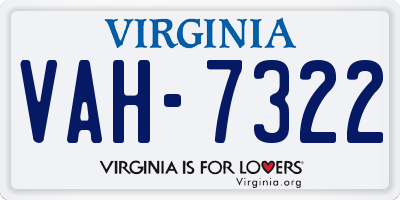 VA license plate VAH7322