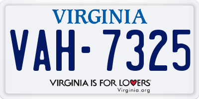 VA license plate VAH7325