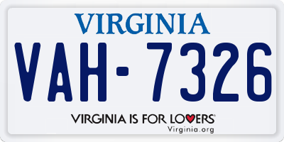 VA license plate VAH7326