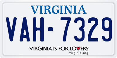 VA license plate VAH7329