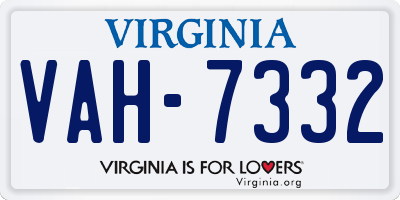 VA license plate VAH7332