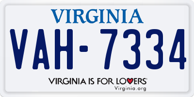 VA license plate VAH7334