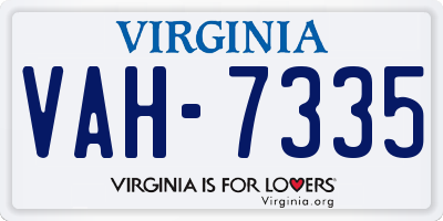 VA license plate VAH7335