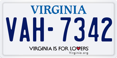 VA license plate VAH7342