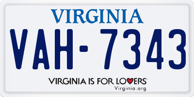 VA license plate VAH7343