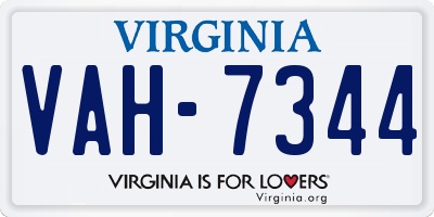 VA license plate VAH7344