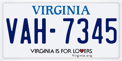 VA license plate VAH7345