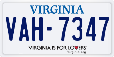 VA license plate VAH7347