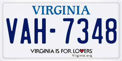 VA license plate VAH7348