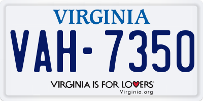 VA license plate VAH7350