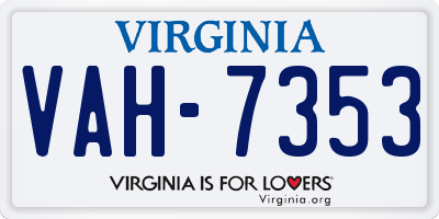 VA license plate VAH7353