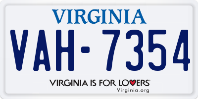VA license plate VAH7354