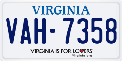 VA license plate VAH7358