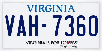 VA license plate VAH7360