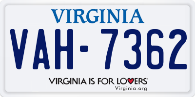 VA license plate VAH7362