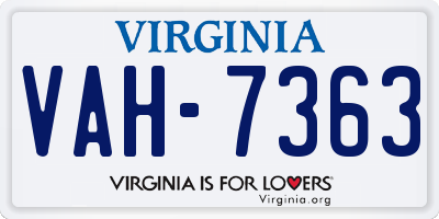 VA license plate VAH7363